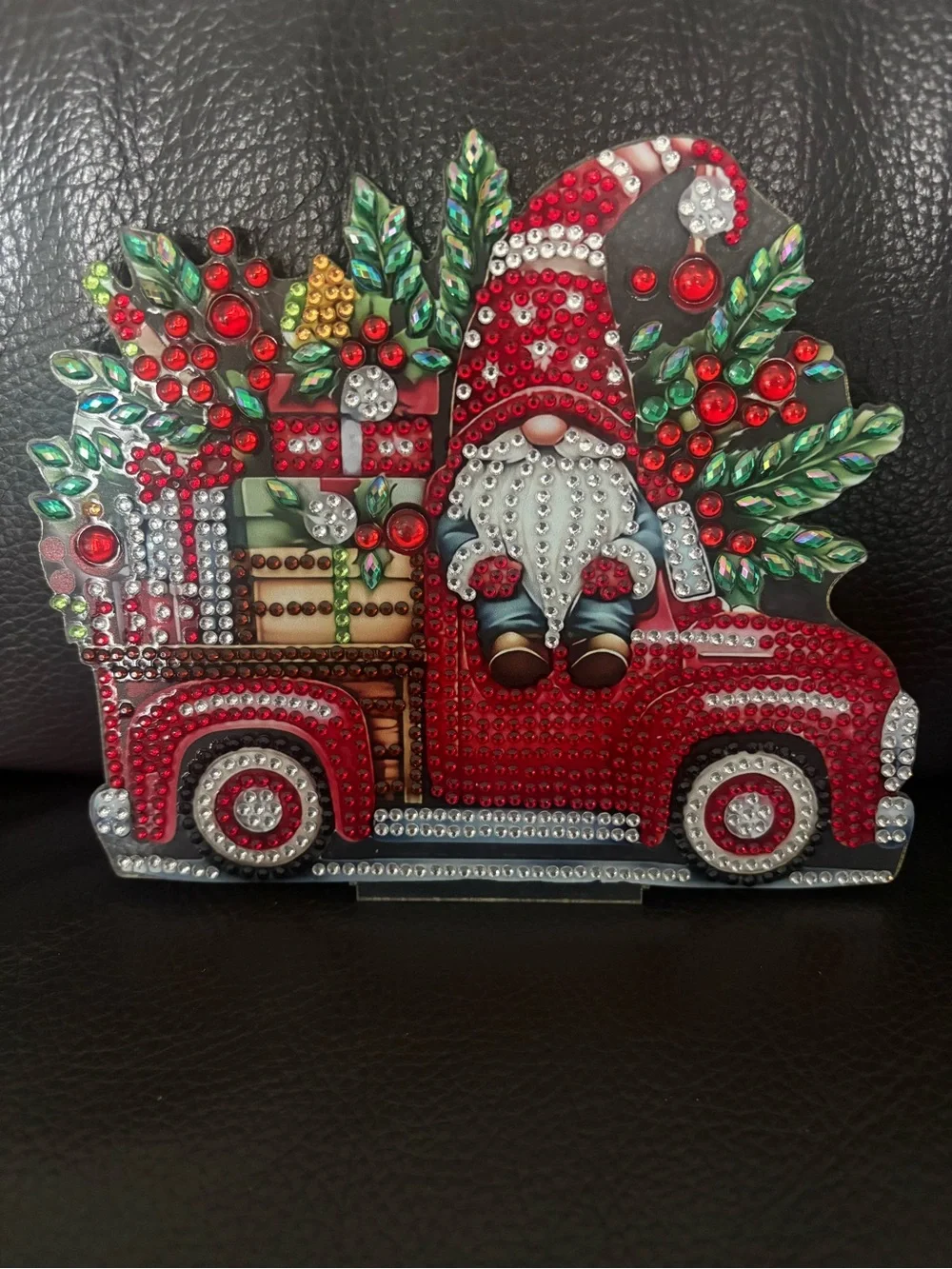 Hand Crafted Christmas Gnome Vintage Red Truck Decorative Accent
